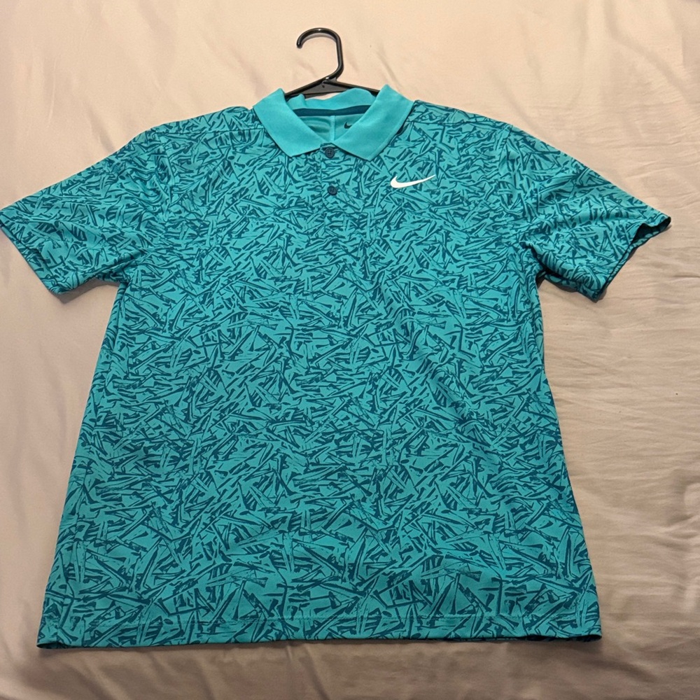 Teal Patterned Nike Golf Polo